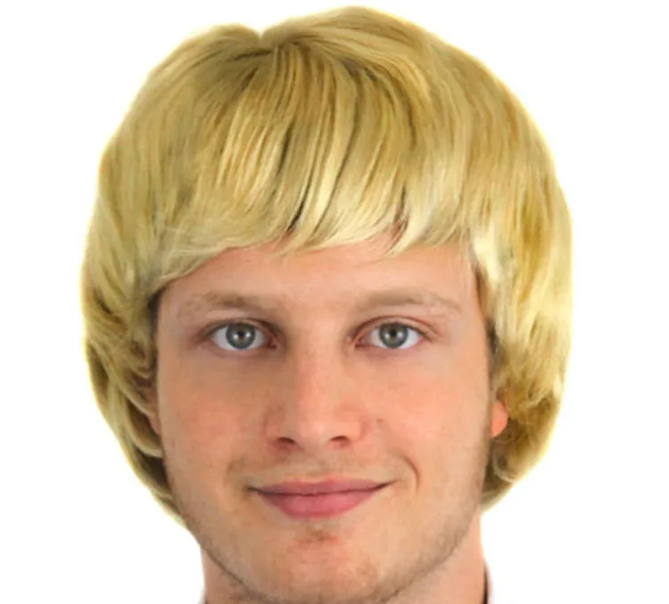 Blonde Mens Short Wig 70s 80s Boy Band Adult Male Fancy Dress Costume
