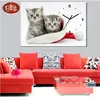 wholesale-2015 new fashion twins Little cute cat wall clock for decoration