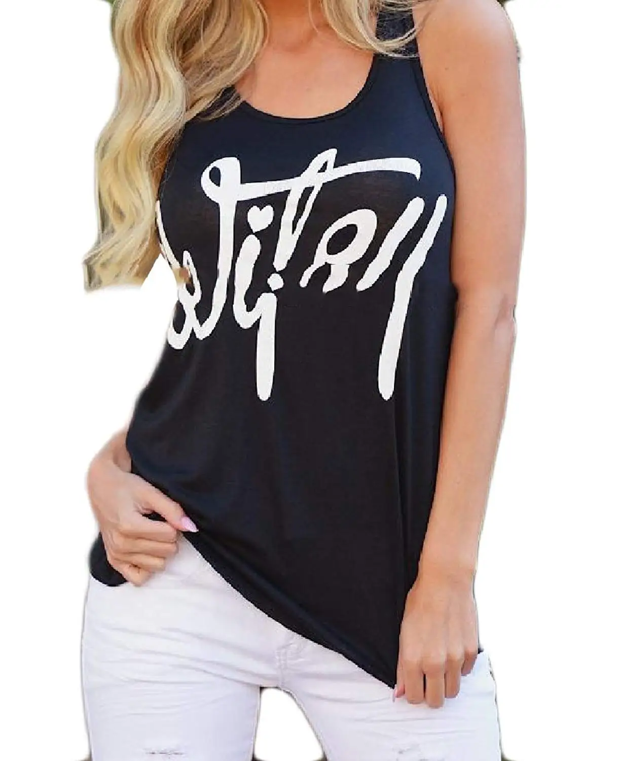 Zimaes-Women Stylish Sleeveless Patterned Crew Neck Elegant T-Shirt Tank Top