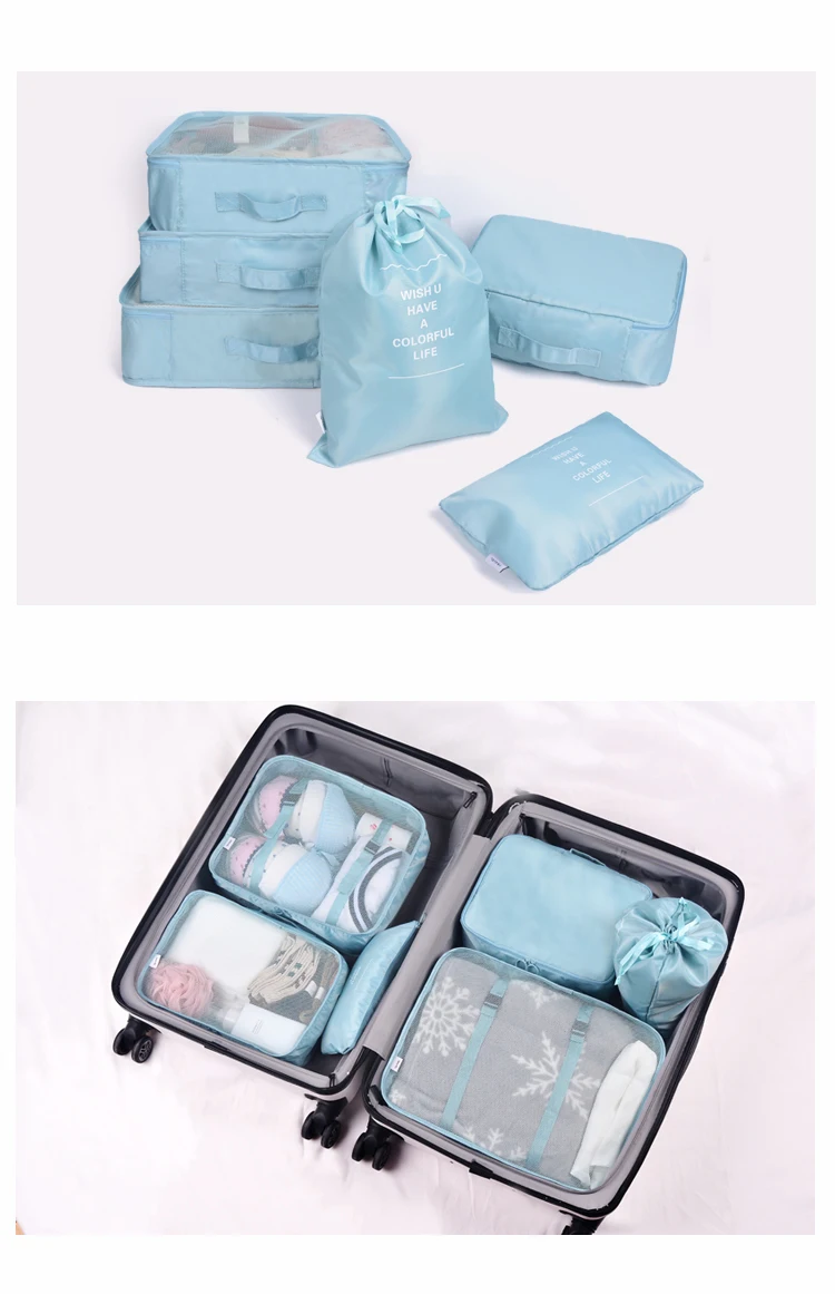 Promotional Packing Clothes 6 pieces Storage Organizer Travel Set Travel bag