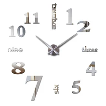 2016 hot new Quartz clocks fashion watches 3d real big wall clock rushed mirror sticker diy modern design decor free shipping