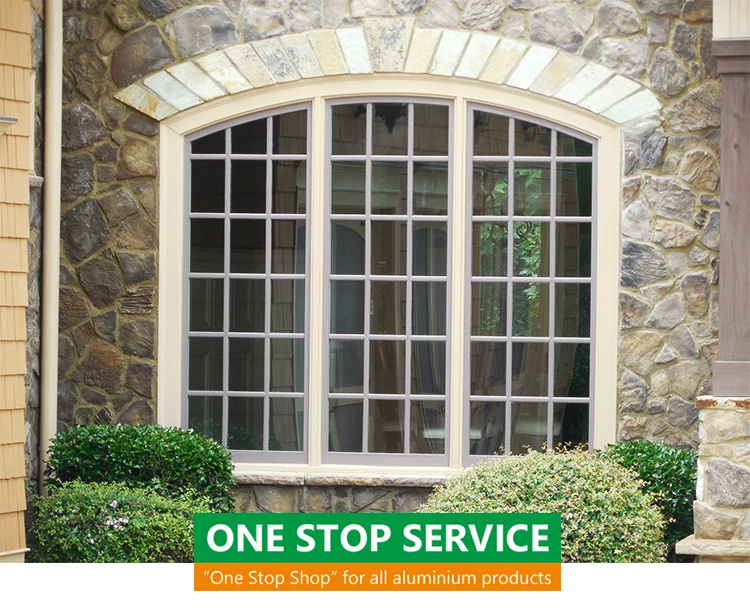 white french round top casement window arch glass in window aluminum