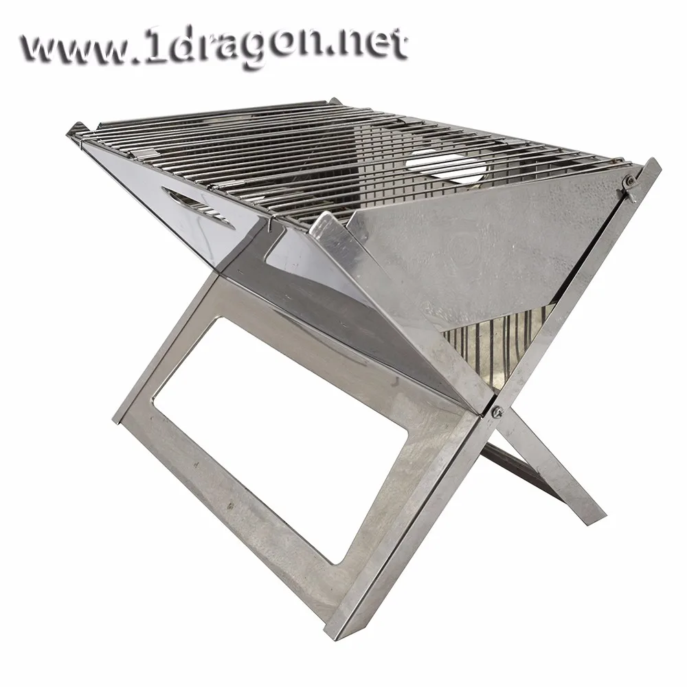 stainless steel portable grill easy carrying foldable portable bbq grill charcoal barbecue grill