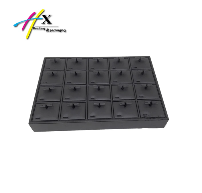 Black Leatherette Ring Pendant Earrings Bead Display Jewelry Tray And