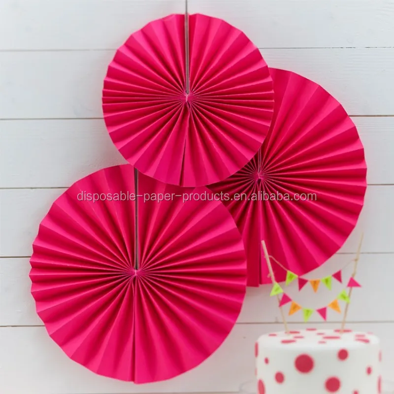 Neon Pink Party Pinwheel Decorations Paper Fans Backdrop Hanging