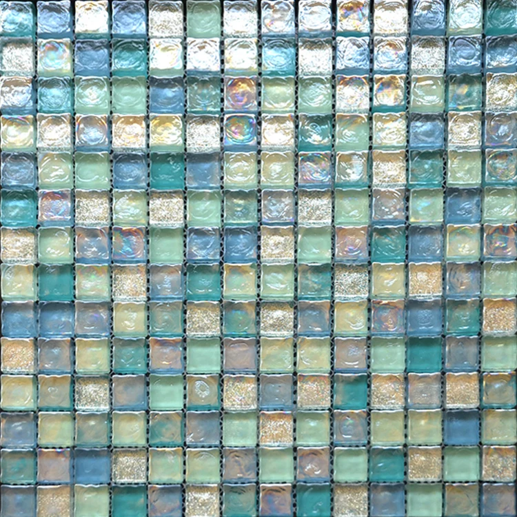 thin blue green teal backsplash turquoise glass aqua mosaic tile
