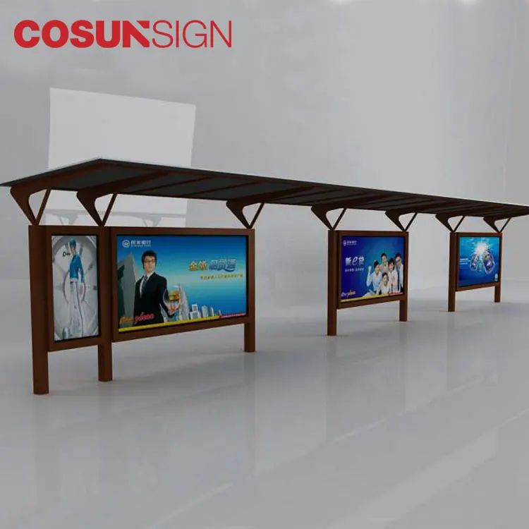 Outdoor Urban Advertising Street Furniture Metal Bus Stop Shelter