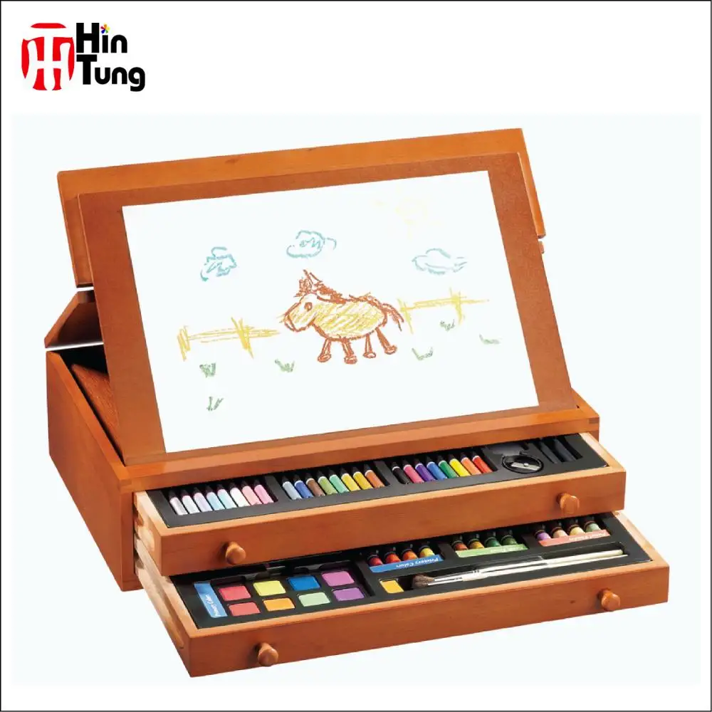 103pcs Deluxe Professional Wooden Box With Easel Art Set Buy Kids