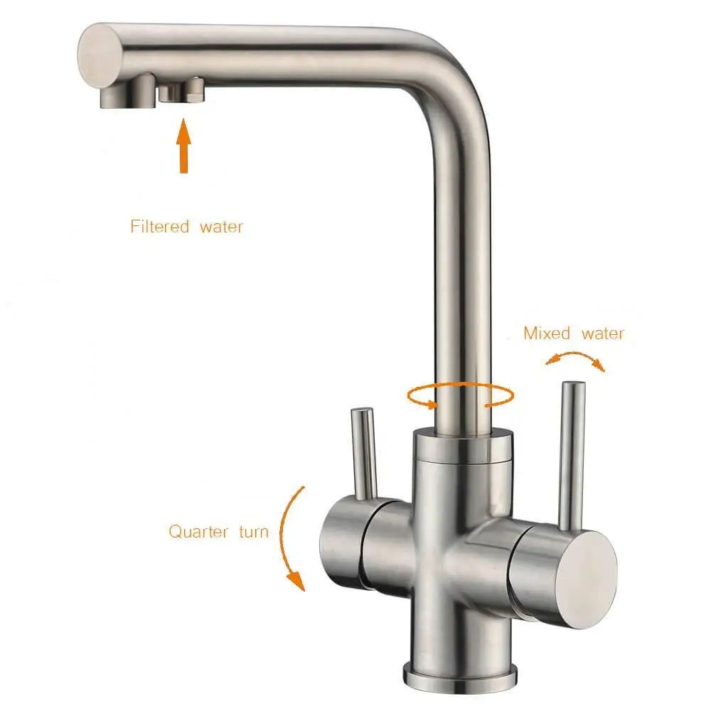 3 Way Water Filter Tap 360 Rotating Kitchen Faucet Kitchen Sink