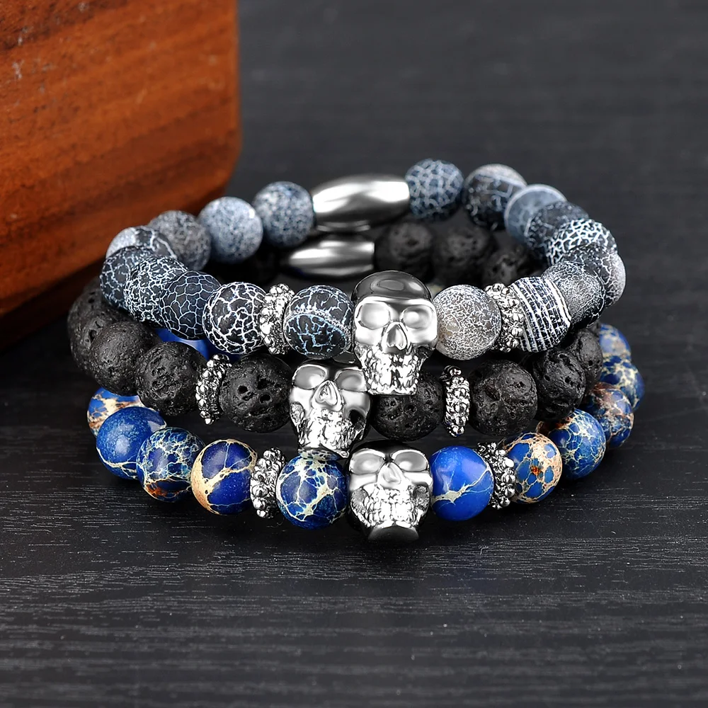 Online Wholesale Shop Silver Skull Charm Design Cool Mens Bead