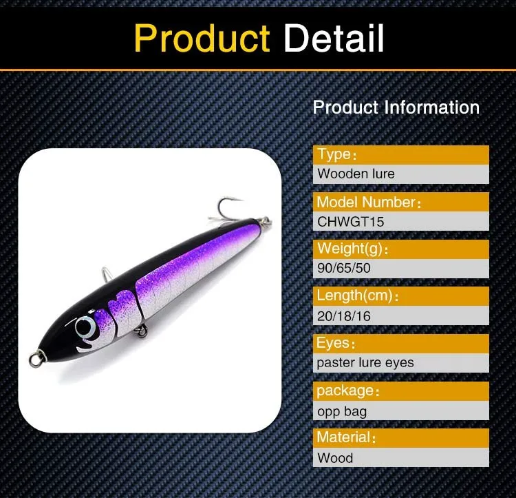 20cm 90g Handmade Wooden Floating /sinking Stick Baits Blue/pink/red