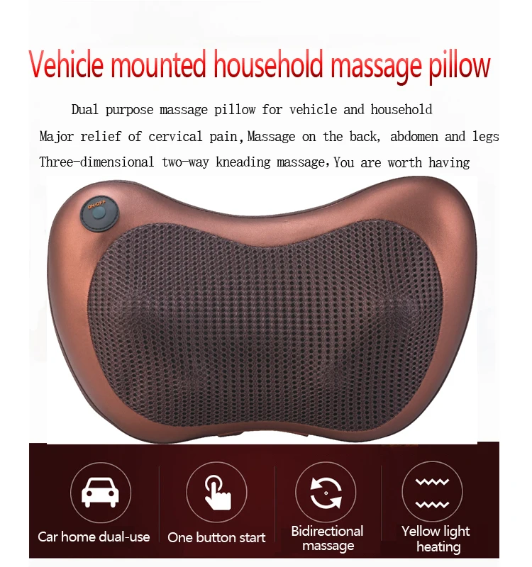 Car Home Head Smart Electric Vibrating Shiatsu Massage Pillow,Neck Massager Pillow With Heat