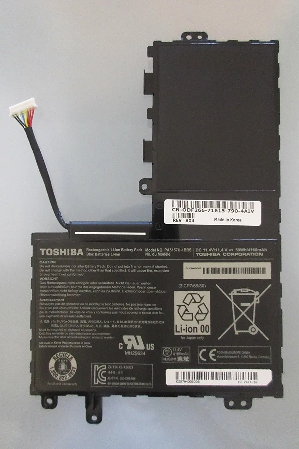 Li-ion 3 Cell Battery 50Wh 11.4V for Toshiba Satellite E45T-AST2N01 E45T-AST2N02 New Genuine