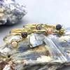 RM4771 2017 Women Boho Adjustable Ring with Gold Plated Round Circle Titanium Druzy Natural Stone Rings