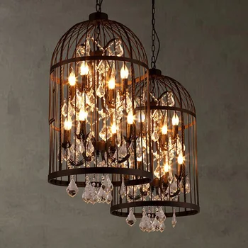 Industrial Matte Black Iron Birdcage Pendant Lamp With Vintage