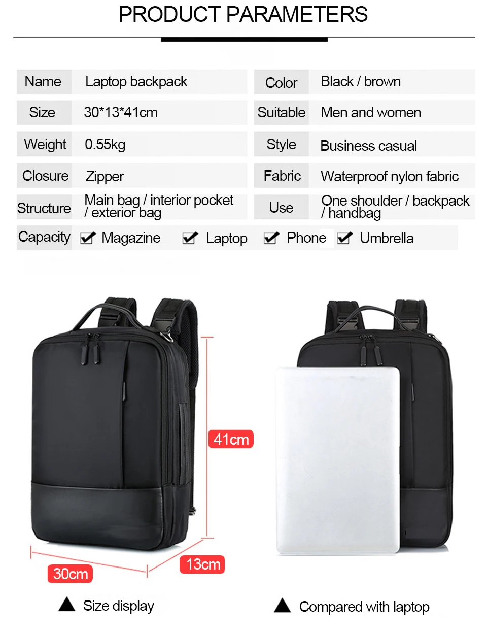 Laptop Backpack Business Men Backpacking USB Charging Backpack Waterproof Male Backpacks Travel Bags