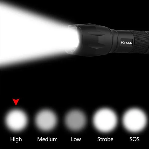 Zoomable LED 2000 Lumens Ultra Bright Tactical Flashlight Waterproof Handheld Flashlight