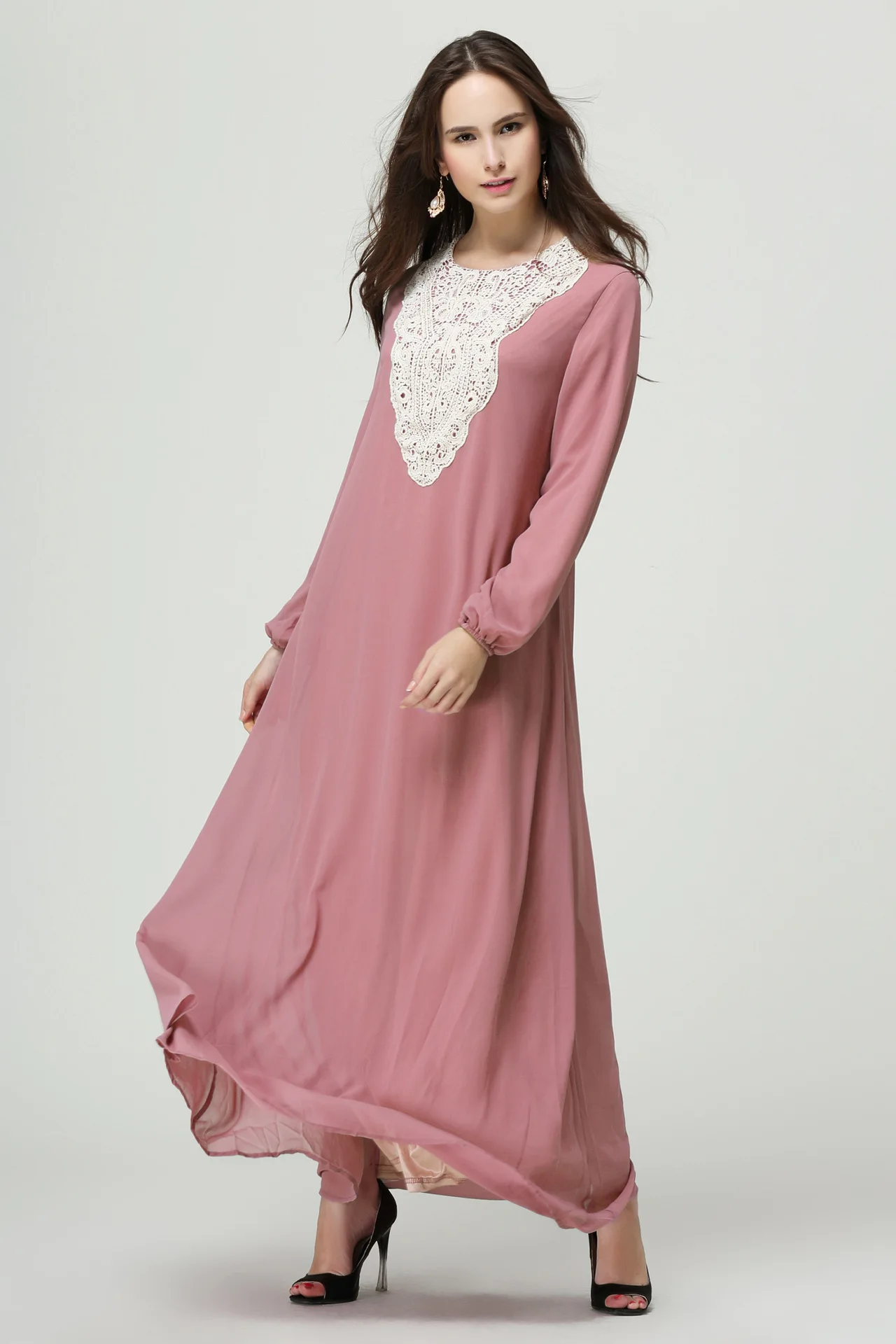 New Model  Long Sleeve Double Fabric Loose Dubai  Abaya  