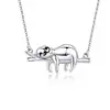 Sloth Pendant Necklace Sterling Silver Slow Down Be Happy Slider Animal Necklaces for Women Teens Gifts for Sloth Lover