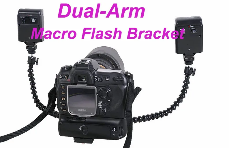 Dual Camera Flash Bracket Hot Shoe Flashgun Arm Digital Mount Tripod LH 
