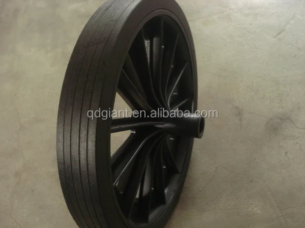 300mm black rubber trash wheel 12x2
