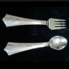 fishtail medium fork & Spoon silver gold coated disposable plastic cutlery