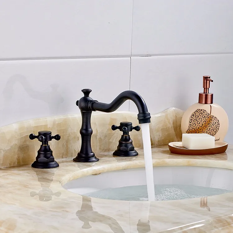 Fapully Dual Handle Bathroom Sink Faucet Oil Rubbed Bronze Vessel Sink