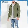 wholesale casual army green fully lined woven mens cotton zipper hooded jacket