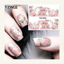 YZWLE 1 Folha DIY Designer de Unhas De Transferência De Água Art Sticker/Decalques De Água Prego/Prego Adesivos Acessórios YZW-8087