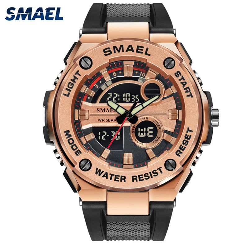 Smael 1625 Watches Men Sports Waterproof 12/24 Hour Luminous Clock Led Analog Military Digital ...