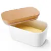 2019 Hot Sale Large Butter Dish/Airtight Butter Keeper Holds Up to 2 Sticks of butter/Porcelain Container with Beech lid
