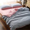 high quality 32s 100% cotton stripe knitted bed linen knitted quilt cover set bedsheet