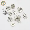 YWYS055 RDT 50pcs in Alloy Necklace Jewelry DIY Accessory Love Letters Engraved Heart Clock Shape Charms Pendants Sets Wholesale