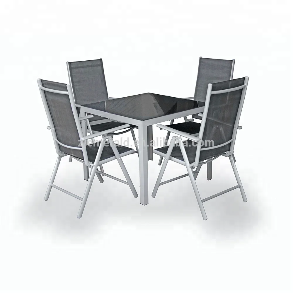 4 Pieces Patio Outdoor Aluminum Furniture Sets Table And Chairs Black