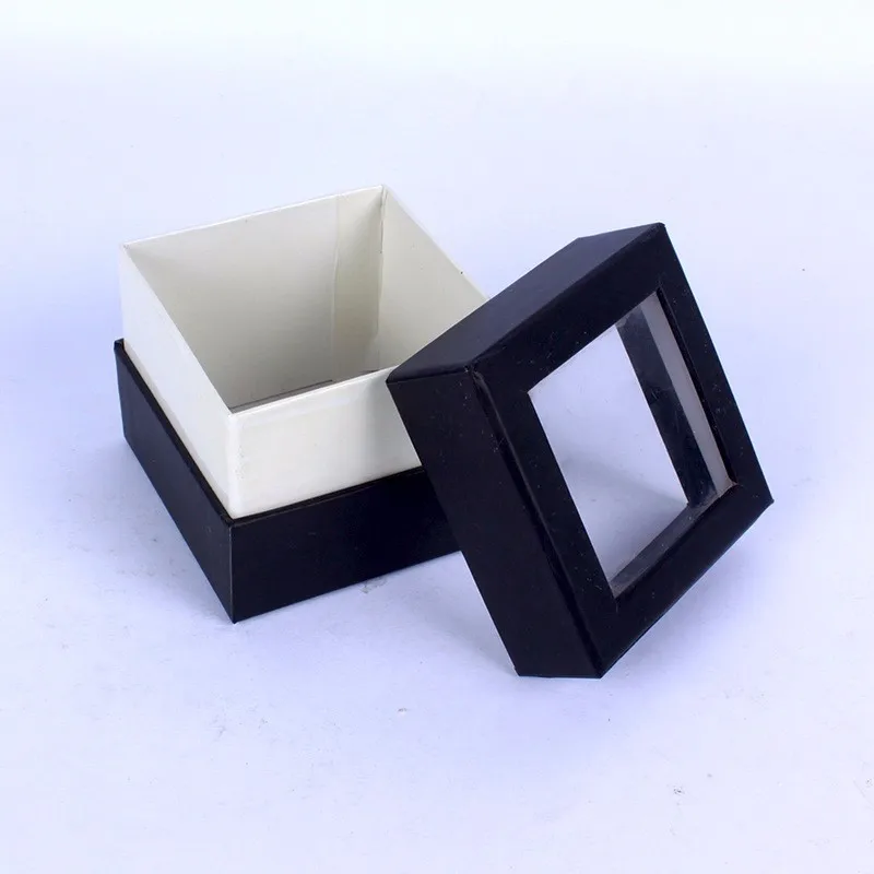 Custom logo print on Paper cardboard gift boxes clear lid