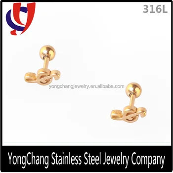 Customizable Line Cut 316l Stainless Steel Stud Earrings With A Customizable Line Cut 316l Stainless Steel Stud Earrings With A Beautiful Note Pattern For Ear Piercing