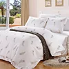 Long-Staple Sateen Cotton hotel bedding set- Printed Percale Sheet Set, White linen Sheet 4 Piece Set, Compact-sewing machine