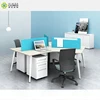 Modern design modular steel frame wooden desktop desk general Use 3 person open office space 120 degree office workstation