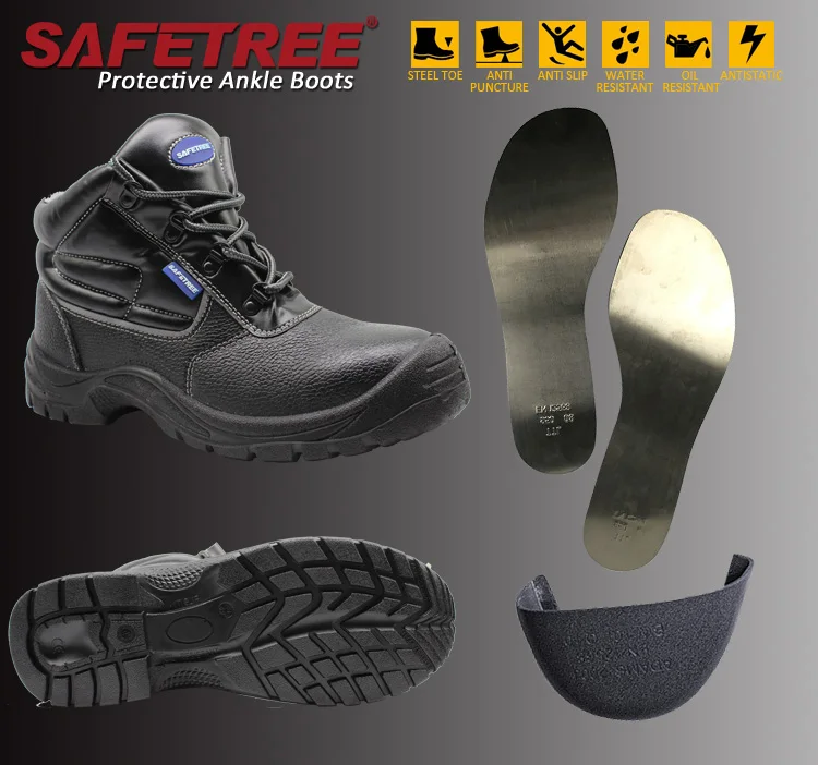 En 20345 Oil Resistant Tanker Safety Footwear Black Steel Plate Safety