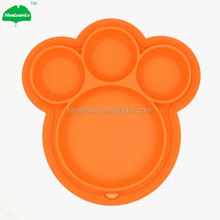 Healeanlo New Design Bear's Paw Shape Silicone Divided Dishes Plate For