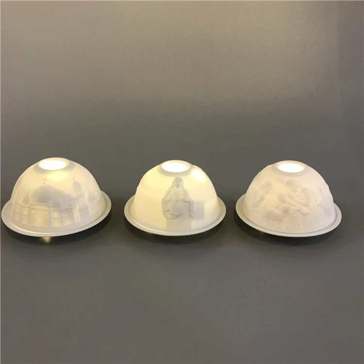 Decorative White Ceramic Bowl Candle Holder With Led Candle Stand For