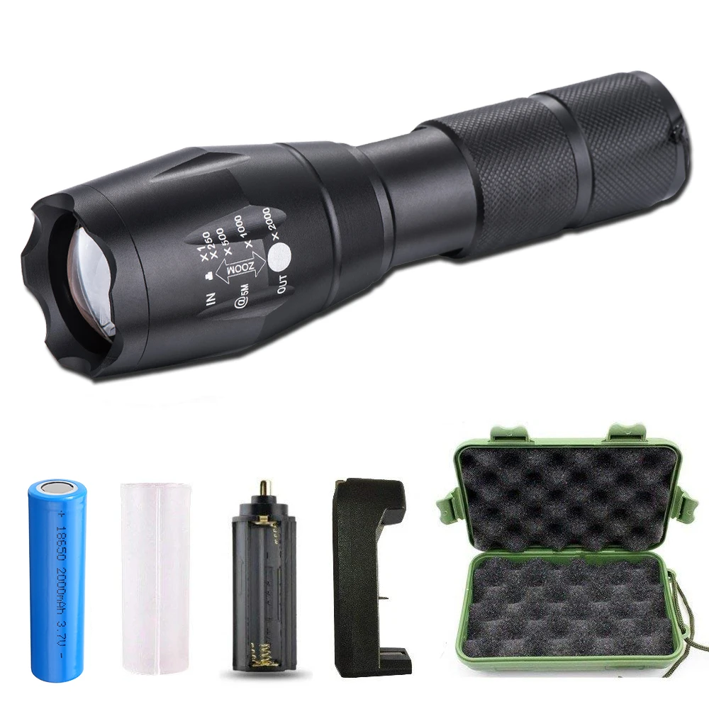 LED Flashlight Zoomable Dimming XML T6 Flashlight Tactical For Hunting details