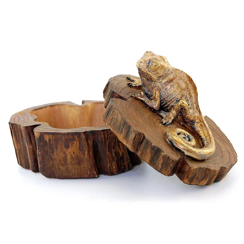 Resin Imitates Tree Stump Lizard Statue Serving Tray manufacture