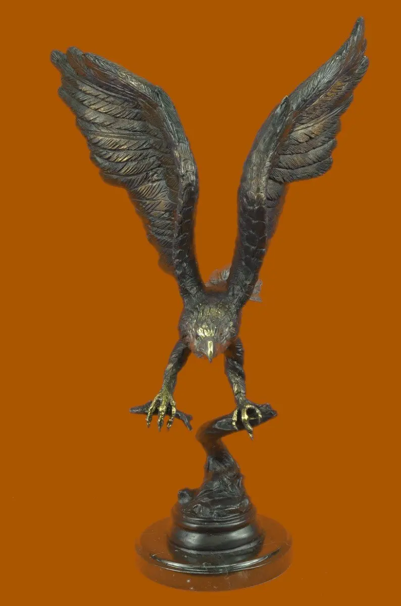 ...Handmade...European Bronze Sculpture Signed Moigniez Eagle Catch Fish (56442-UK) Bronze Sculpture Statues Figurine Nude Office & Home Décor Collectibles Sale Deal Gifts