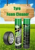 Cleaning and polishing tyres of vehicles with car washing spray like foam-forming shampoo cleaner