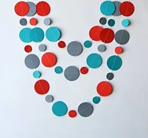 Teal red and gray paper garland, Christmas garland, Christmas decoration, bridal shower, Birthday party decor, Paper garland, Baby shower
