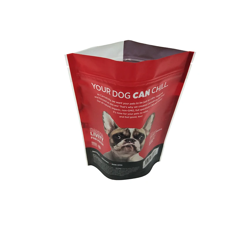 Free Sample Custom Made Resealable Mylar Zip Lock Dog Treats Snack