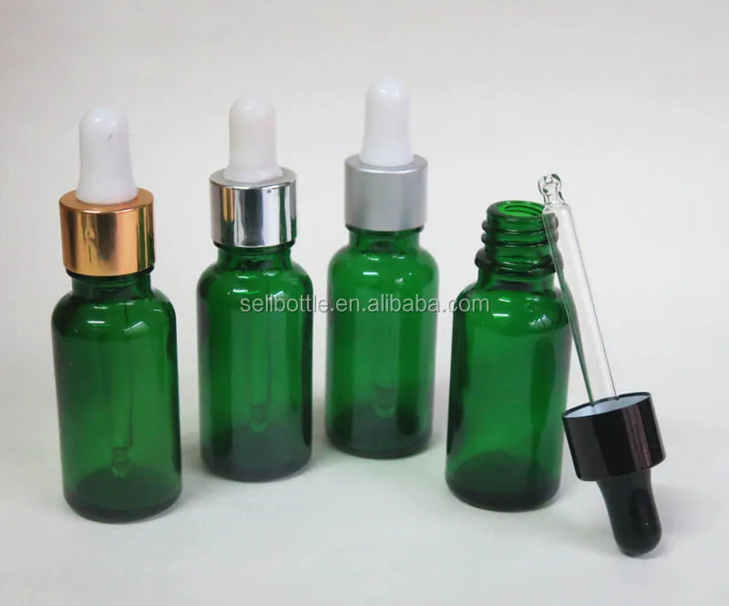 Body Care Oil Massage Oil Glass Bottle 20ml Green Color With Dropper