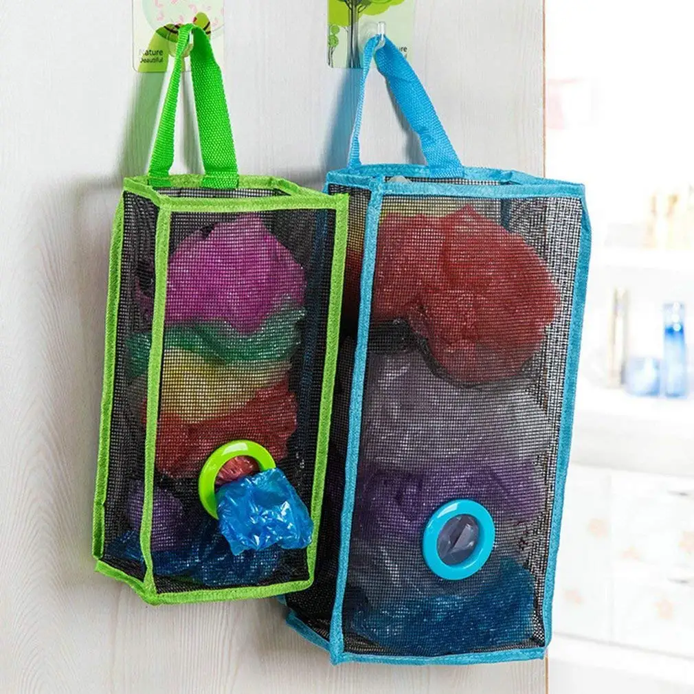 Set Of 2 Wall Mount Plastic Bags Holder Hanging Grocery