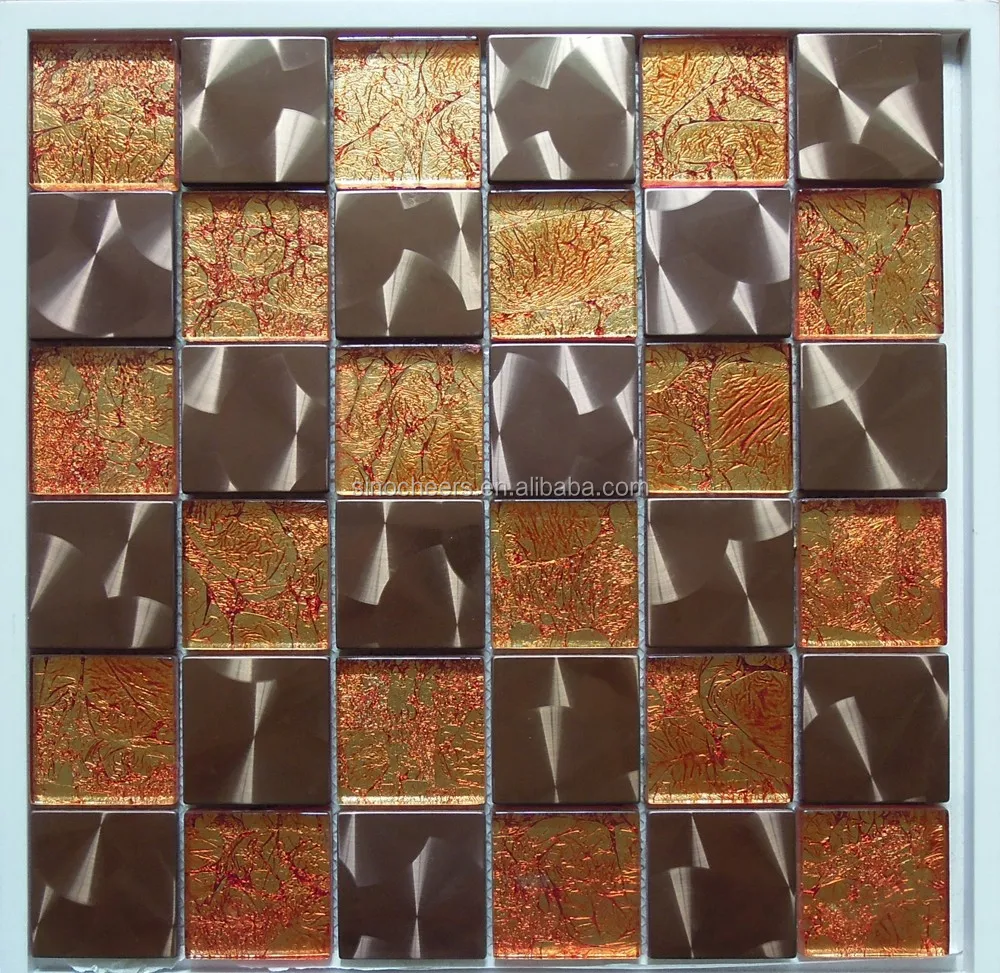 Metallic mozaïektegels roestvrij staal mix kleur mozaïek badkamer ... Keuken ontwerp muur kleur